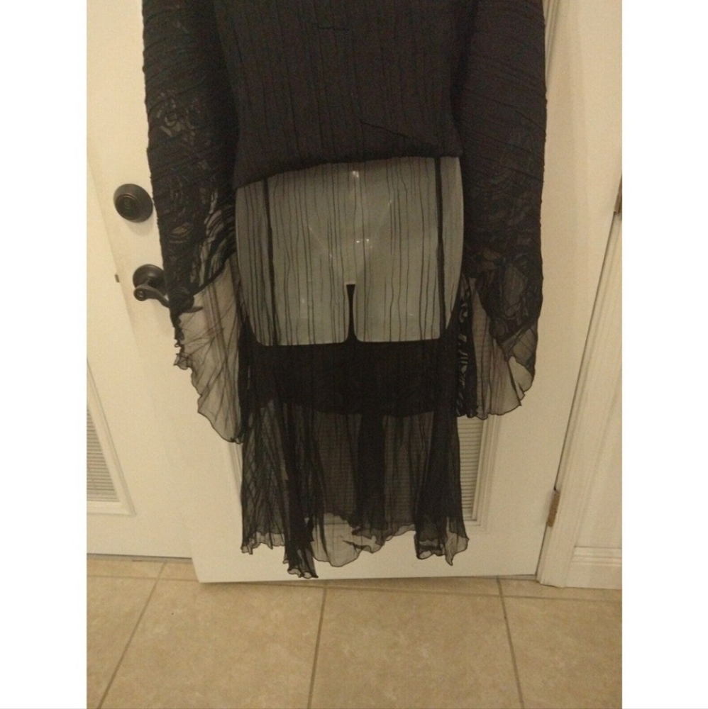 Komarov Gothic Black Chiffon Sheer Midi Dress Woman XL - Picture 4 of 10